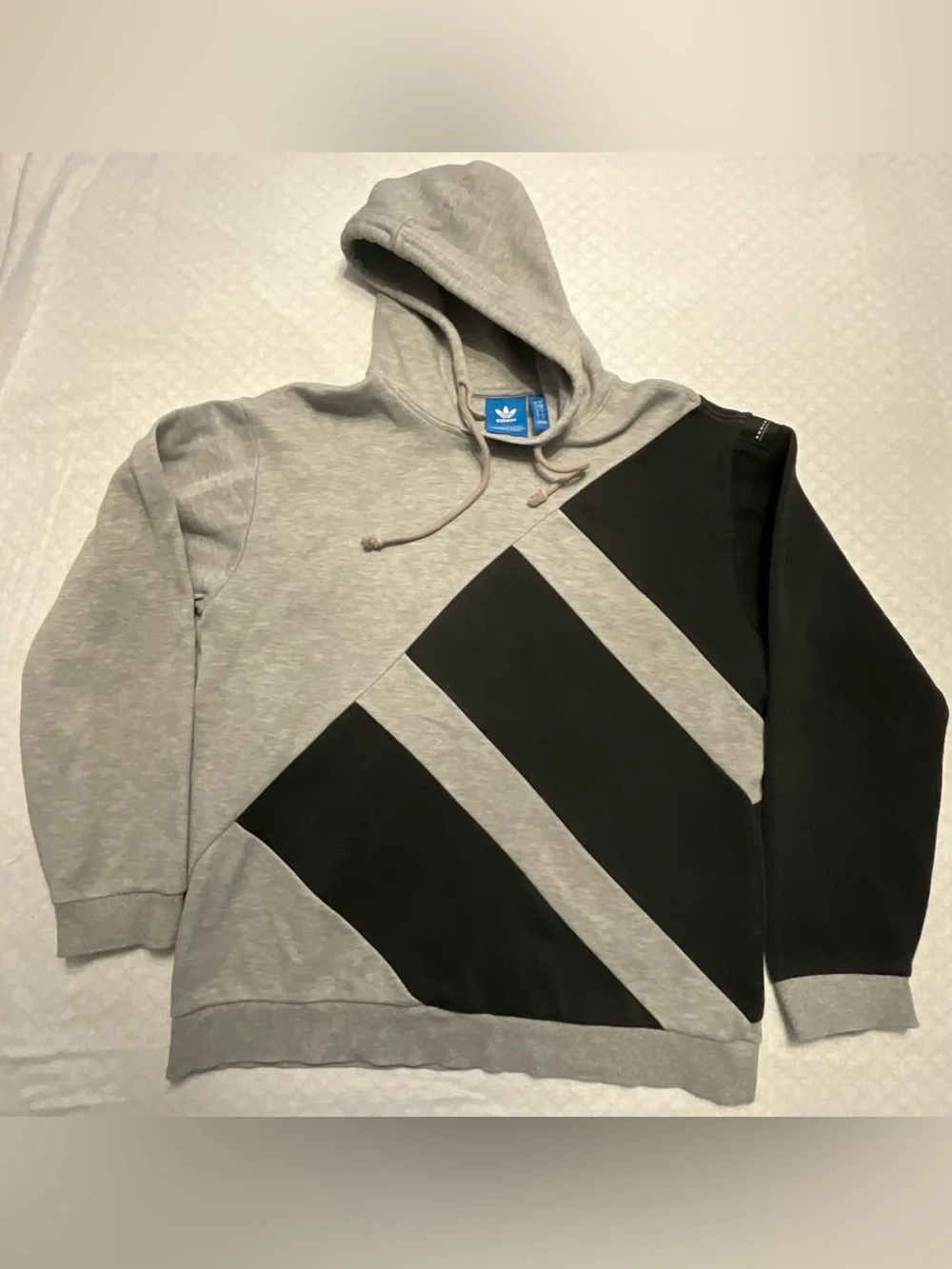 adidas Men's Gray & Black Diagonal Panel Hoodie